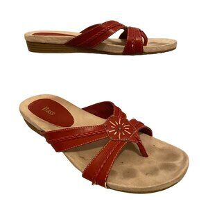 Bass Womens Red Leather Sandals Size 9